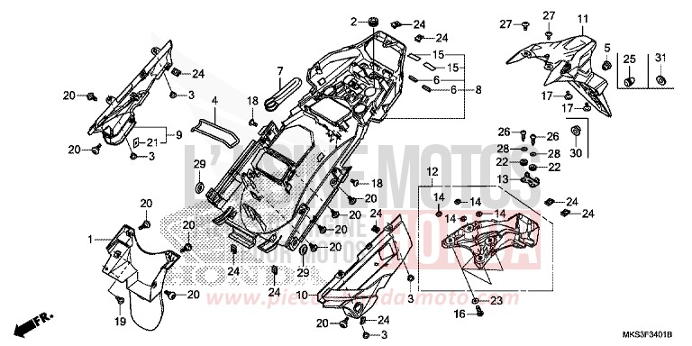 GARDE-BOUE ARRIERE (CRF1100A2/A4/AL2/AL4/D2/D4/DL2/DL4) de Africa Twin DCT DARKNESS BLACK METALLIC (NH463) 2020
